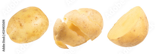 peeled potato isolated on white. the entire image in sharpness.