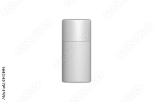 Empty blank white deodorant round stick bottle mockup isolated on white background. 3d rendering. photo