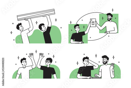 Wallpaper Mural simple modern team work illustration design set Torontodigital.ca