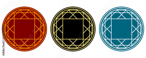 Set emblem witch magic spell circle icon vector design.