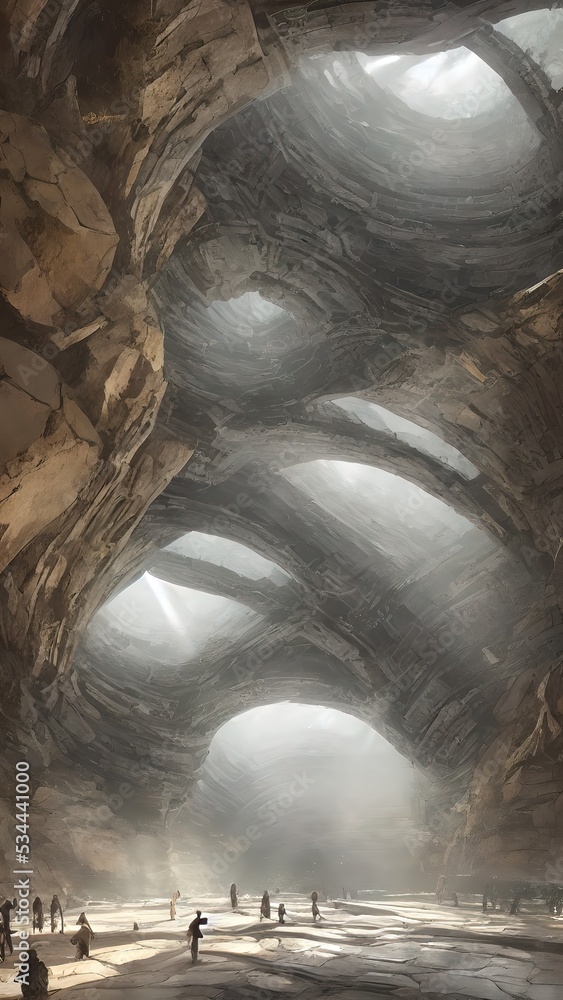 Naklejka premium Deep mysterious caves. A fabulous journey into unknown worlds.
