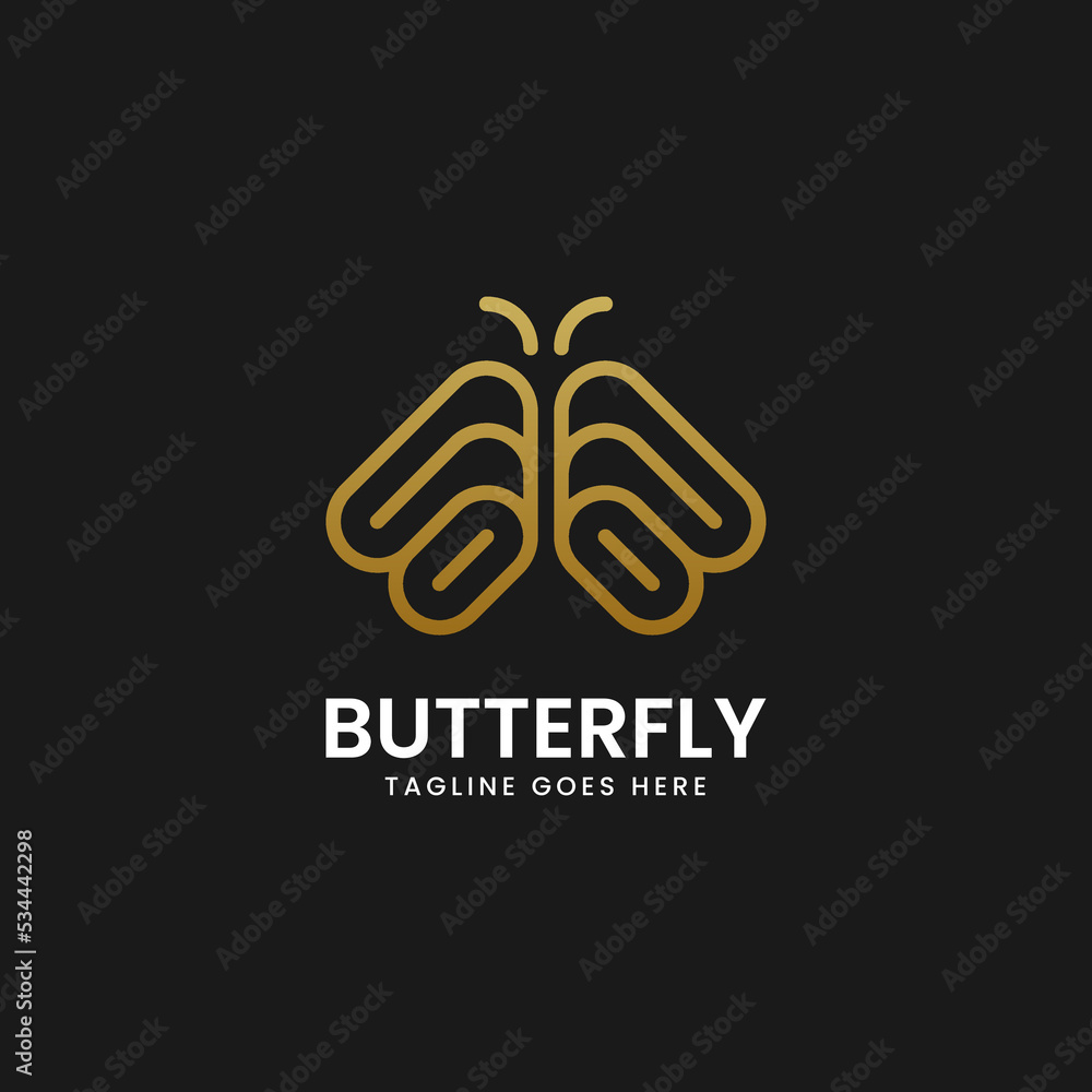 Vector Logo Illustration Butterfly Gradient Line Art Style Vector Logo Illustration Butterfly Gradient Line Art Style