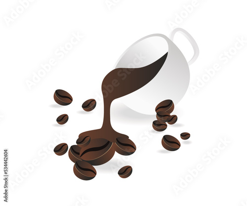 Pouring coffee on the beans