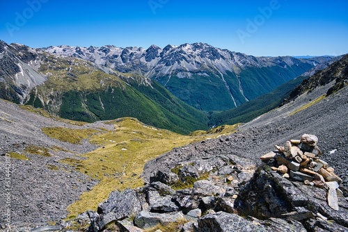 View west from Travers Saddle, Nelson Lakes National Park, New Zealand