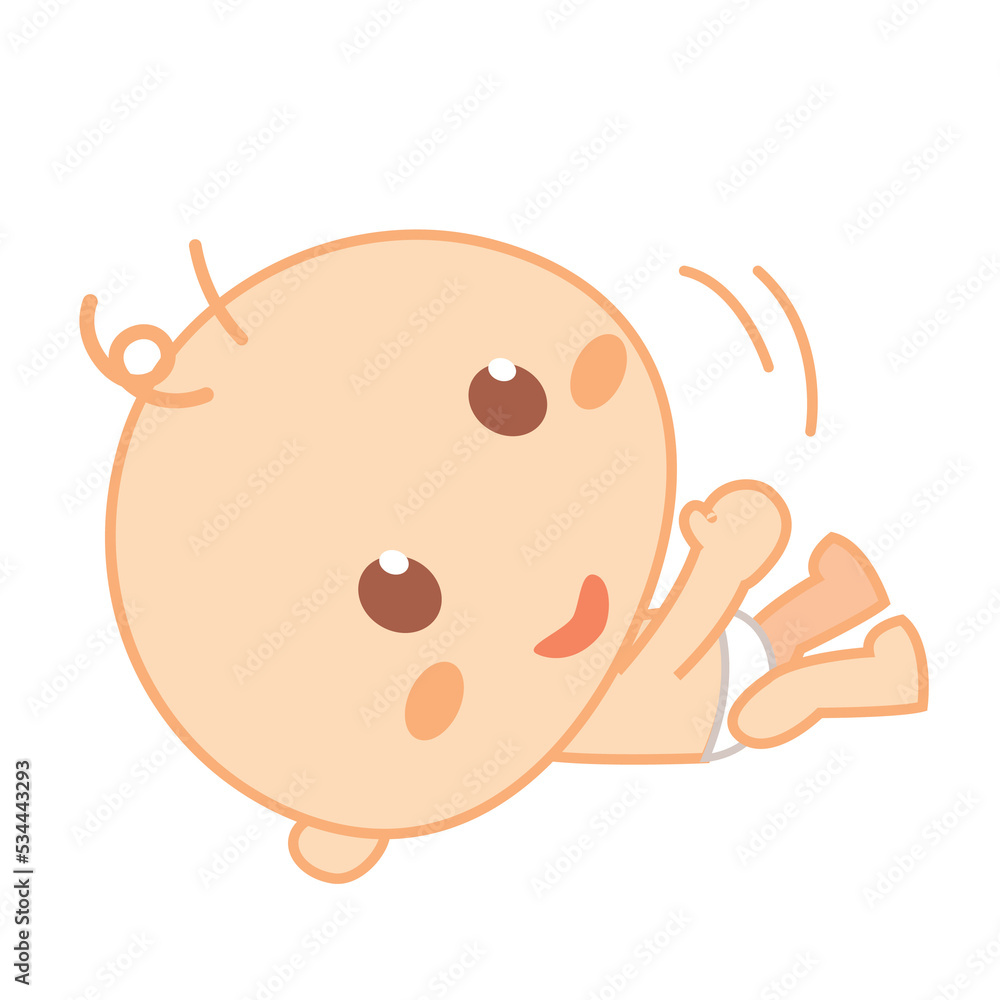 The baby wears a diaper trying to roll over. Cute baby milestone. The baby wears a diaper trying to roll over. Cute baby milestone.