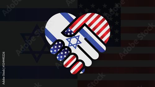 Israel and american flags in love handshake. Two Flags Together. Suitable use to israel american event