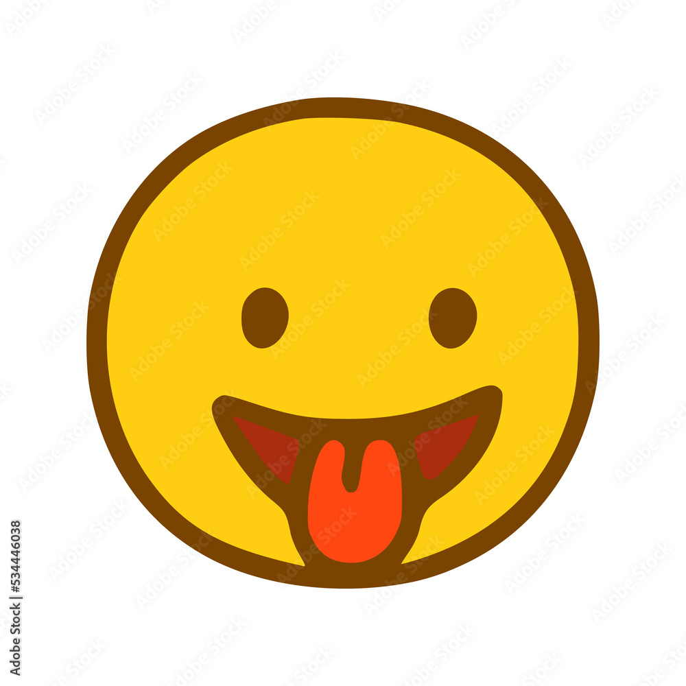 Fototapeta premium Emoticon shows tongue in hand drawn style