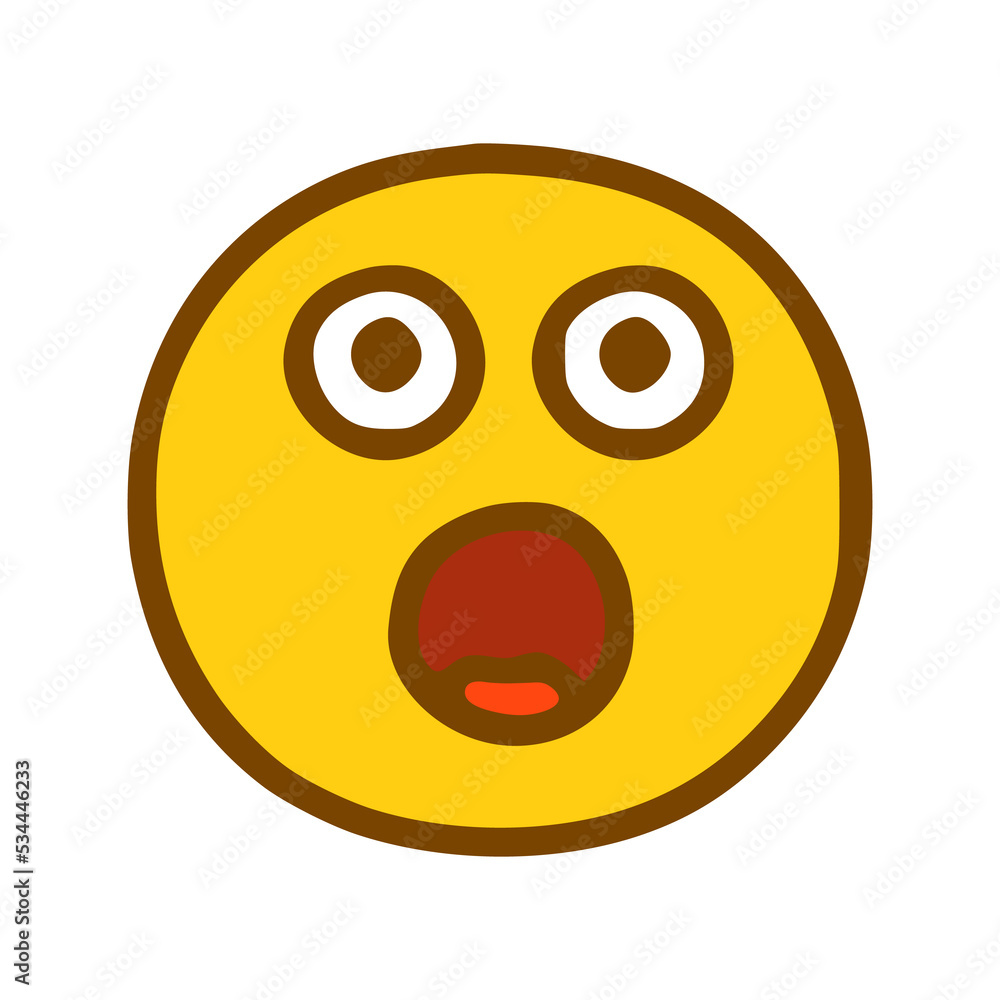 Fototapeta premium Scared emoticon in hand drawn style