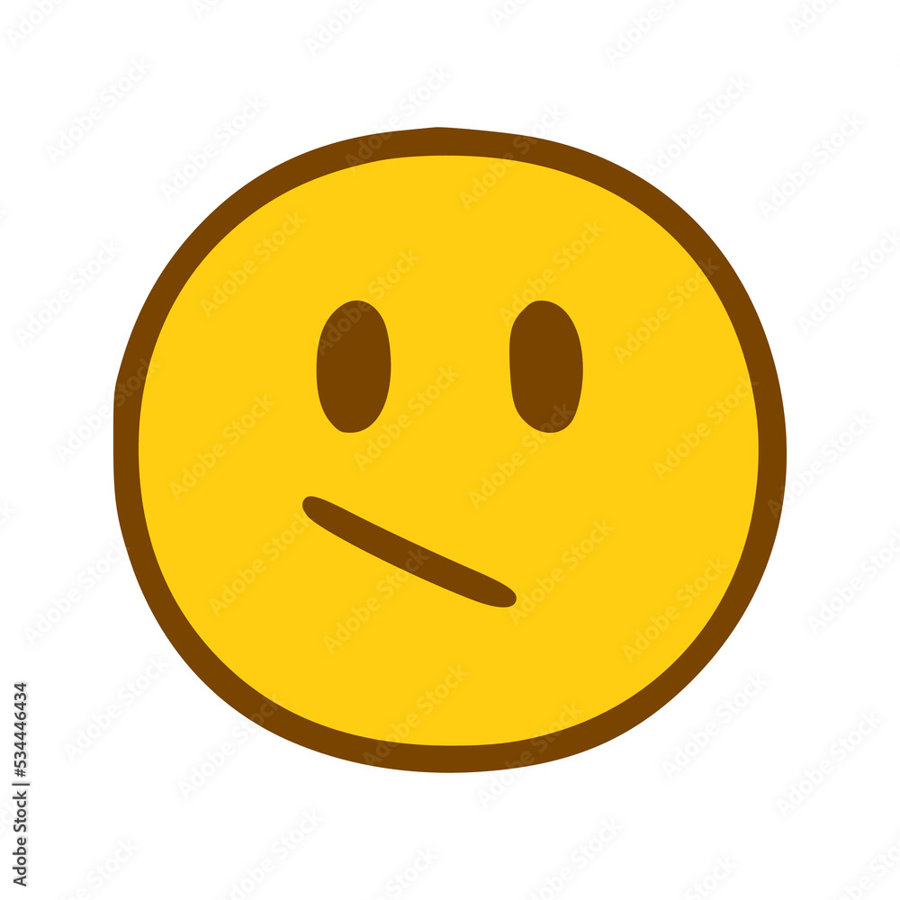 Fototapeta premium Sad face emoticon in hand drawn style