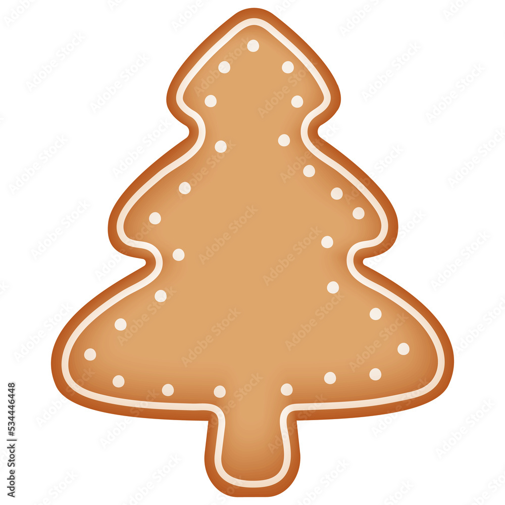 Christmas gingerbread cookies set isolated on white background.