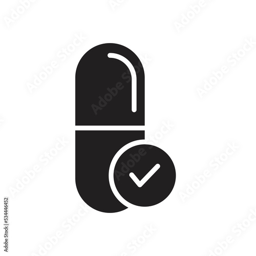 Medical pill check icon, medication icon. isolated on white background. vector illustration