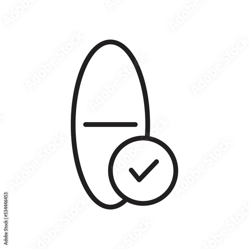 Medical pill check icon, medication icon. isolated on white background. vector illustration