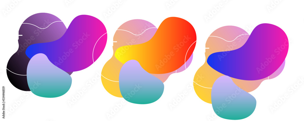 Set of abstract modern graphic elements. Dynamical colored forms and line. Gradient abstract banners with shapes. Template for the design of a logo, flyer or presentation. Vector.
Set of abstract modern graphic elements. Dynamical colored forms and line. Gradient abstract banners with shapes. Template for the design of a logo, flyer or presentation. Vector.