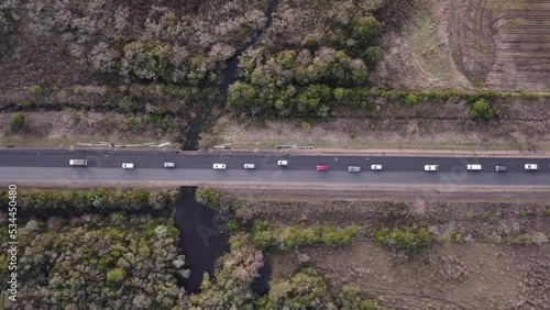 Traffic jam at border of Uruguay South America aerial  photo