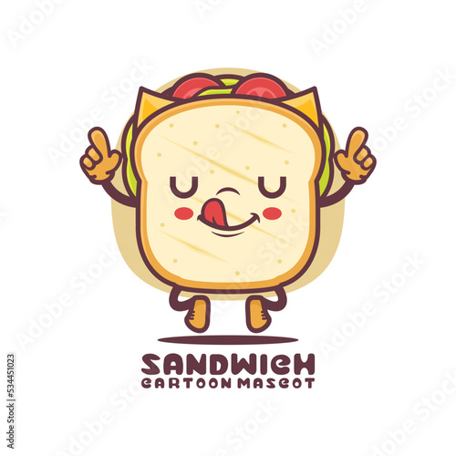 sandwich cartoon mascot. food vector illustration