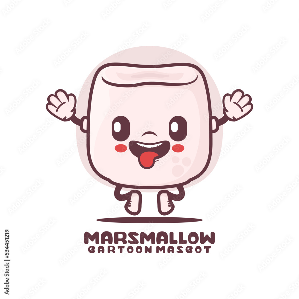 marshmallow cartoon mascot. food vector illustration
