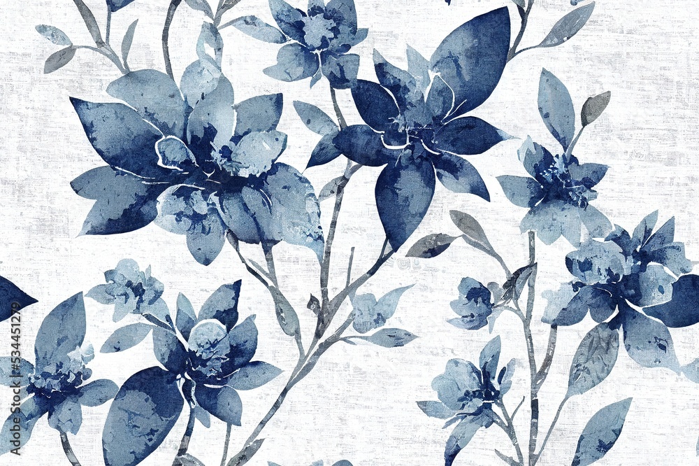 Seamless french farmhouse floral linen printed background. Provence blue  gray pattern texture. Shabby chic style woven background. Textile rustic  scandi all over print effect. Watercolor paint motif Illustration Stock |  Adobe Stock