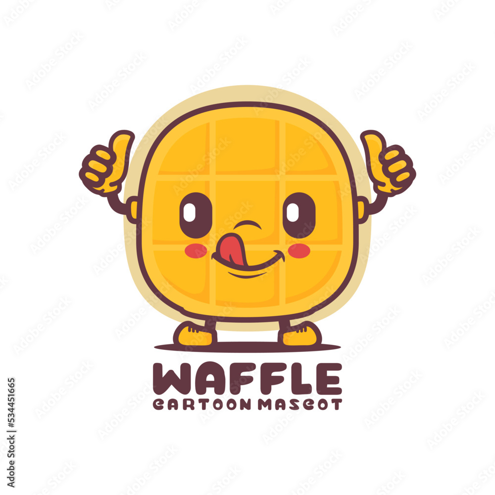 waffle cartoon mascot. food vector illustration waffle cartoon mascot. food vector illustration