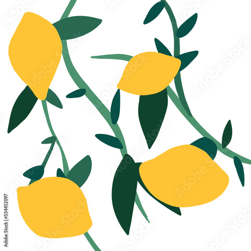 seamless pattern with yellow lemon plants