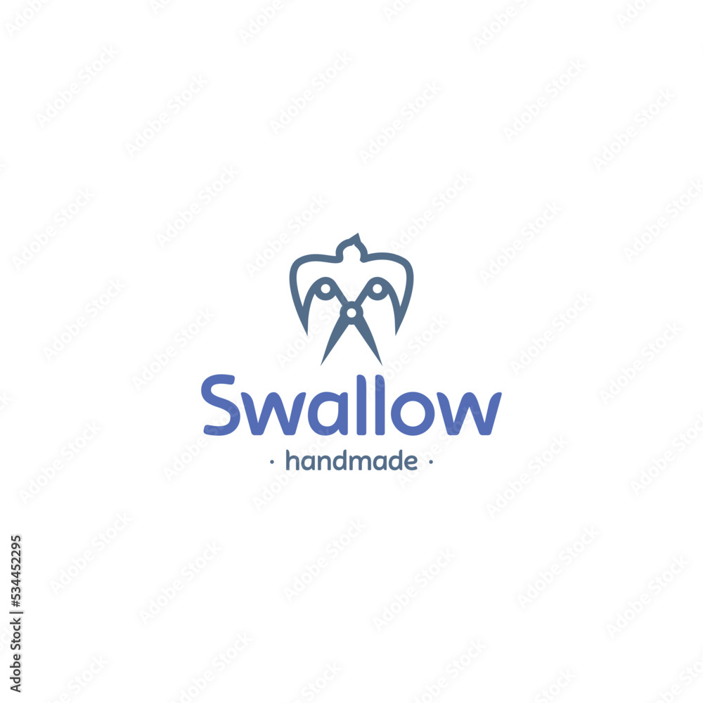 The logo with the image of a Swallow scissors logo. Vector illustration