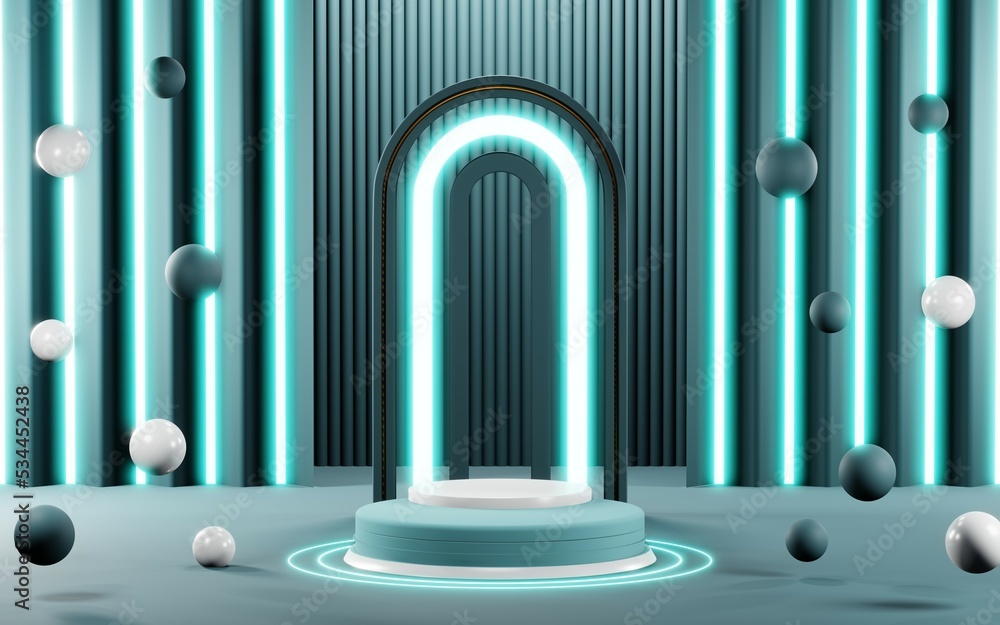 3D render of Podium background in blue tones for displaying cream products. cosmetics 3D render of Podium background in blue tones for displaying cream products. cosmetics