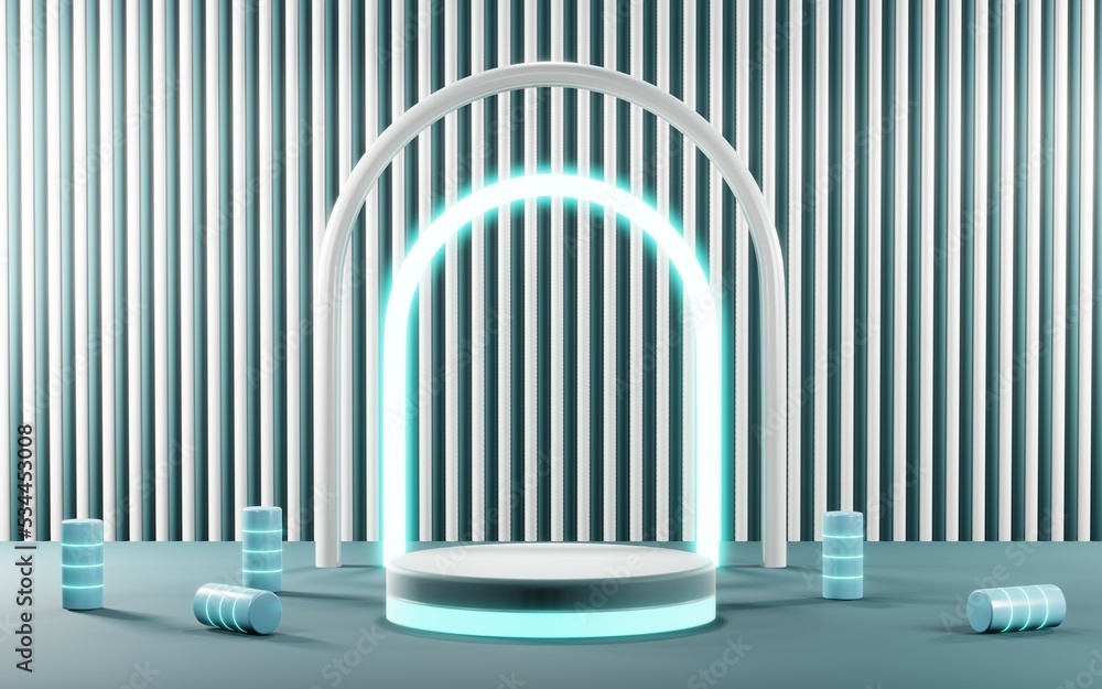 3D render of Podium background in blue tones for displaying cream products. cosmetics 3D render of Podium background in blue tones for displaying cream products. cosmetics