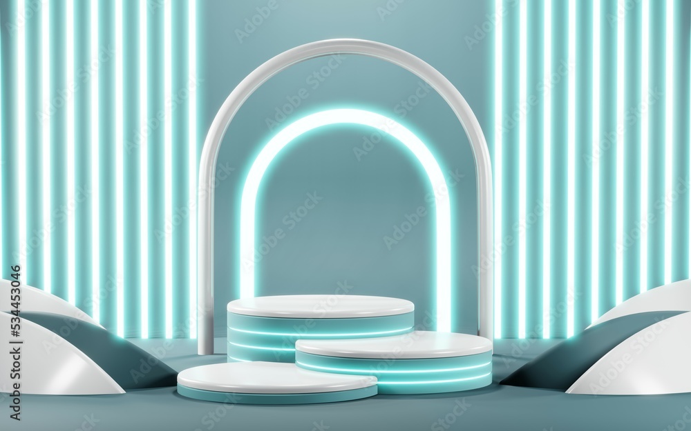 3D render of Podium background in blue tones for displaying cream products. cosmetics 3D render of Podium background in blue tones for displaying cream products. cosmetics