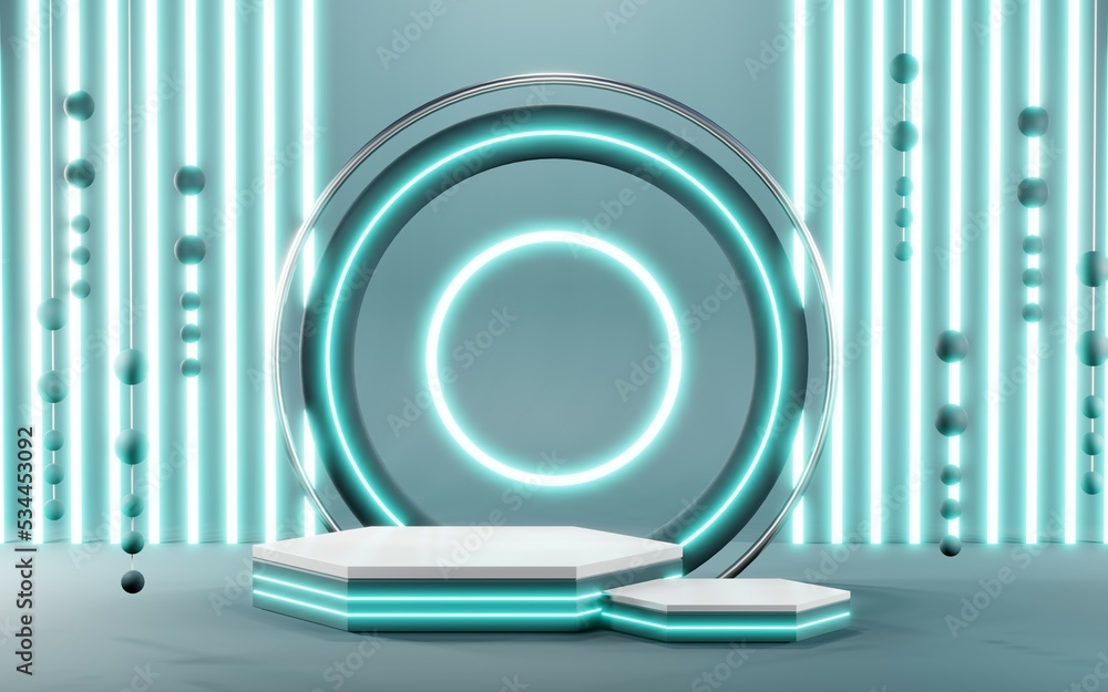 3D render of Podium background in blue tones for displaying cream products. cosmetics 3D render of Podium background in blue tones for displaying cream products. cosmetics