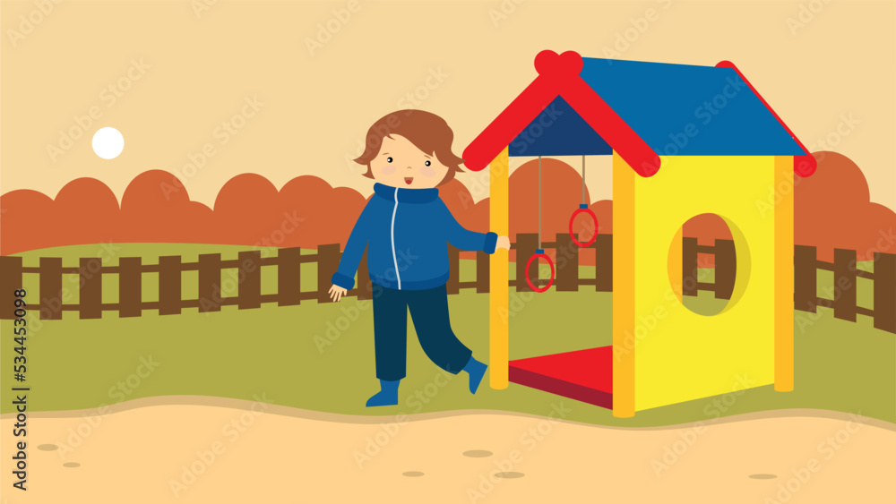 boy playing in the playground house boy playing in the playground house
