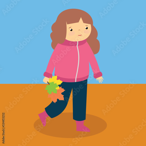 girl holding autumn leaves in her hands