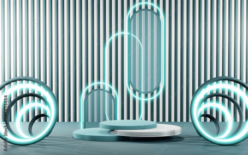 3D render of Podium background in blue tones for displaying cream products. cosmetics 3D render of Podium background in blue tones for displaying cream products. cosmetics