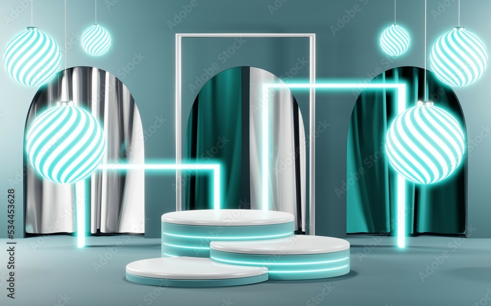 3D render of Podium background in blue tones for displaying cream products. cosmetics 3D render of Podium background in blue tones for displaying cream products. cosmetics