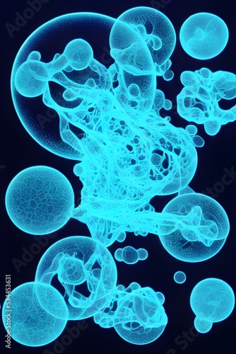 Amazing organic forms. Microscopy. Underwater organisms. Fluorescent. 