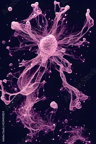 Amazing organic forms. Microscopy. Underwater organisms. Fluorescent. 