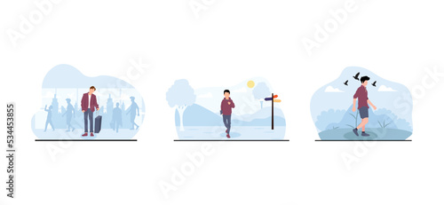 Tourism Traveling Flat Bundle Design