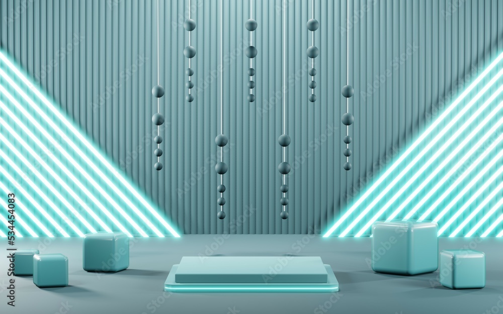 3D render of Podium background in blue tones for displaying cream products. cosmetics 3D render of Podium background in blue tones for displaying cream products. cosmetics