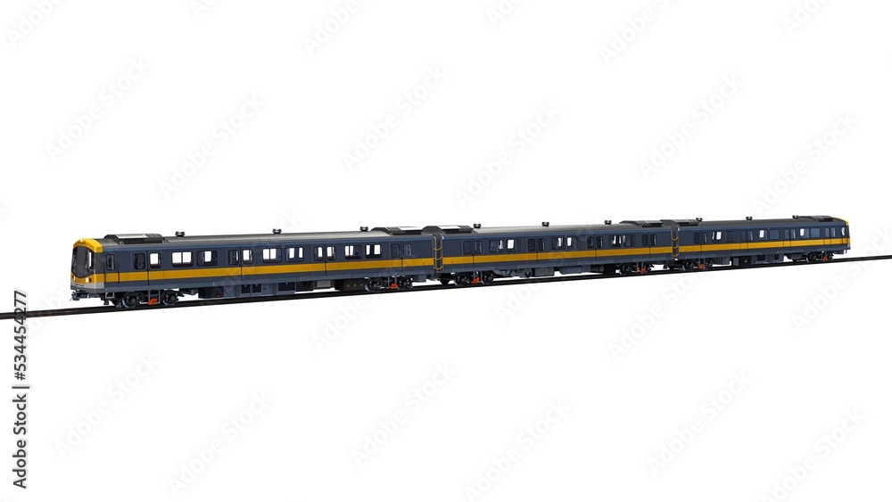 3d model of a subway train on a white isolated background. 3d rendering 3d model of a subway train on a white isolated background. 3d rendering