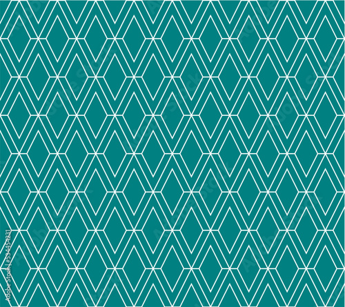 Teal green v alphabet letter repeating pattern background vector. Diamond fabric, rhombus, thin diagonal lines, valentine card, wall ceramic tiles, zigzag chevron seamless pattern.
