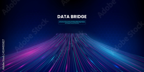 Data bridge digital technology background, Big data and Artificial intelligence network concept visualization photo