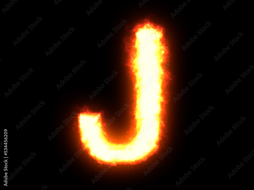Symbol made of fire. High res on black background. Letter J Symbol made of fire. High res on black background. Letter J