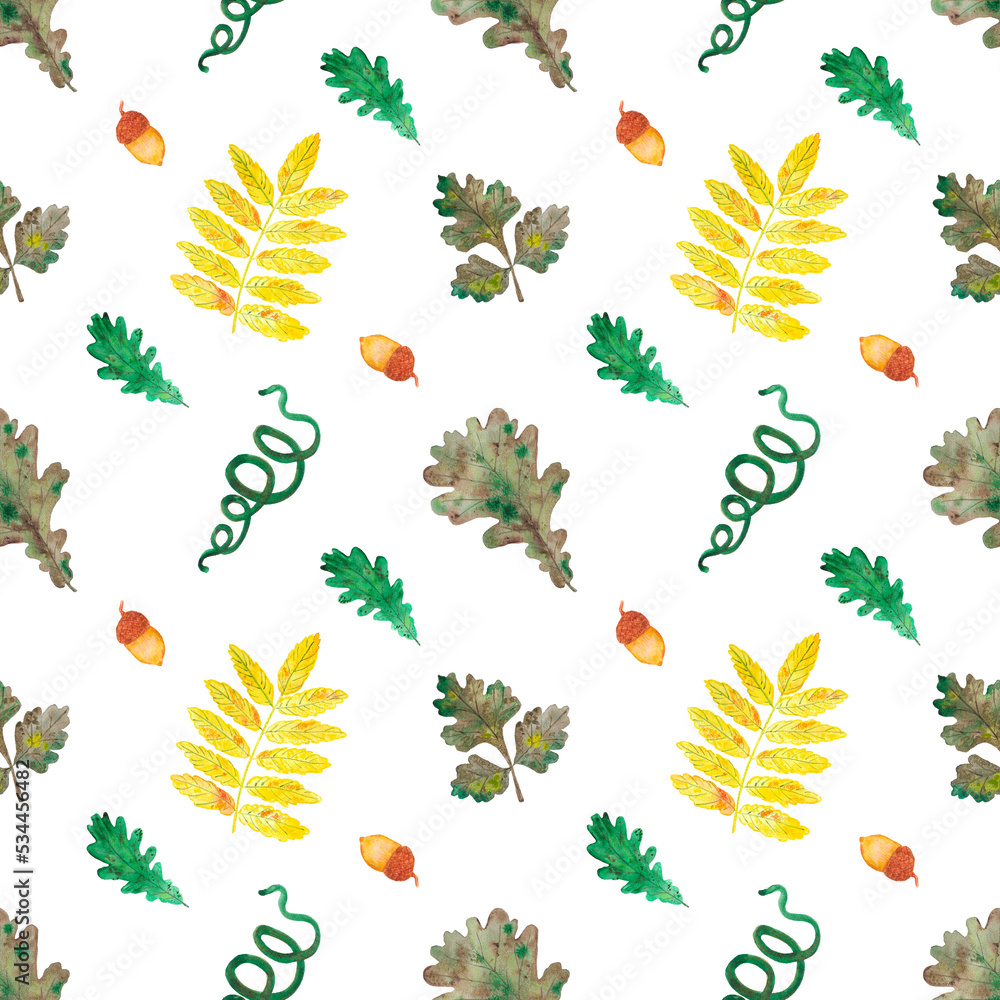 Hand drawn watercolor autumn leaves seamless pattern no background. Can be used for textile, Scrapbook design, banner. Hand drawn watercolor autumn leaves seamless pattern no background. Can be used for textile, Scrapbook design, banner.