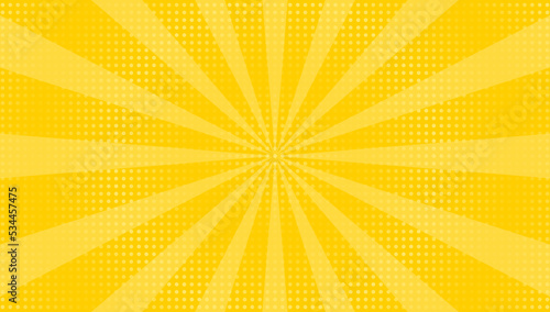 Yellow pop art background with halftone dots.