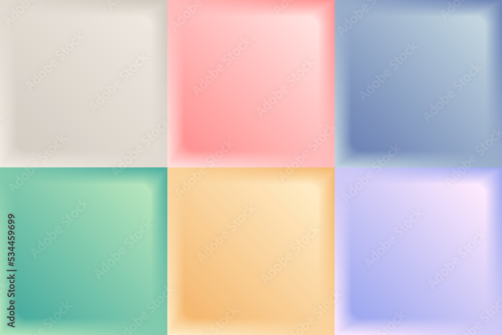 Fototapeta premium Set of pastel colors squares embossed shapes minimal background and texture