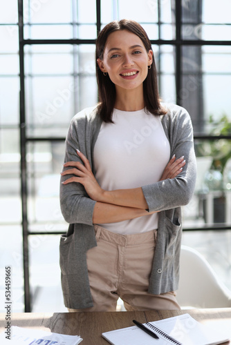 Free Download Portrait of a young business woman in an office - GFXLoad