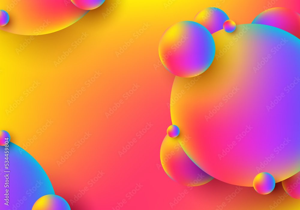 3D circles shapes vibrant colors overlapping layered on colorful background 3D circles shapes vibrant colors overlapping layered on colorful background
