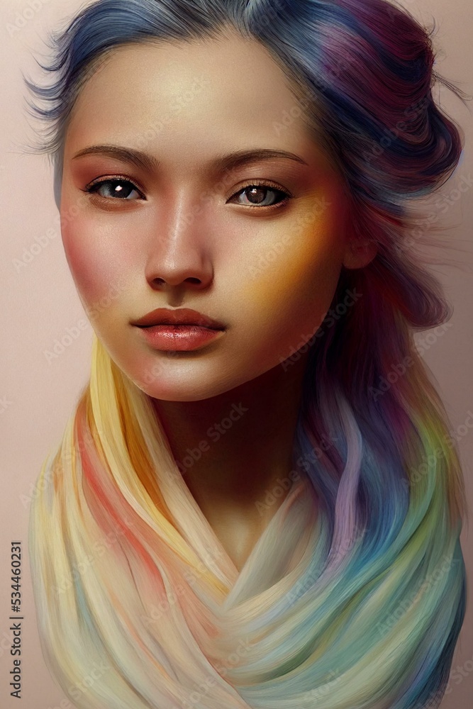 Fantasy portrait of a woman with rainbow hair Fantasy portrait of a woman with rainbow hair