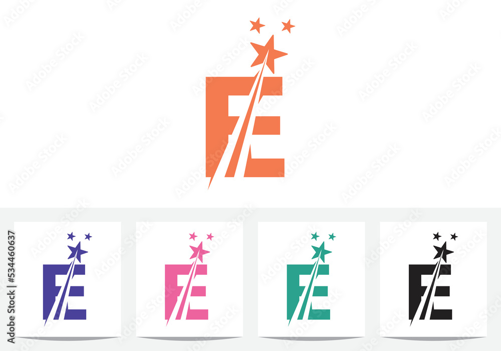 Modern Letter E With Star Abstract Logo And Icon Design Template In Vector Modern Letter E With Star Abstract Logo And Icon Design Template In Vector