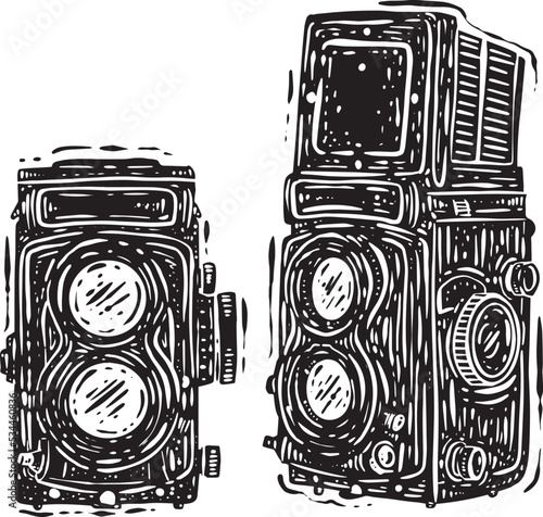 Isolated vintage camera on white background. Vector illustration