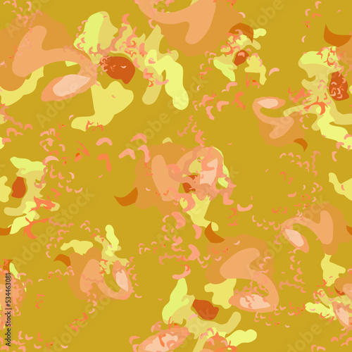 Desert camouflage of various shades of green  yellow and pink colors