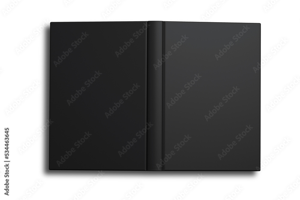Blank empty black book cover mockup isolated on white background. 3d rendering. Blank empty black book cover mockup isolated on white background. 3d rendering.
